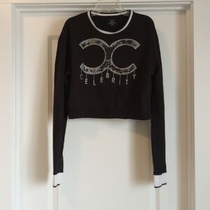 Celebrity Dance Womens Cropped Sweatshirt Sz M Black White Comfy Cozy Layer Fun